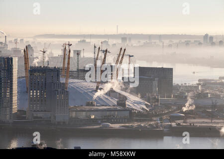 Misty Vue de l'O2 Arena Banque D'Images