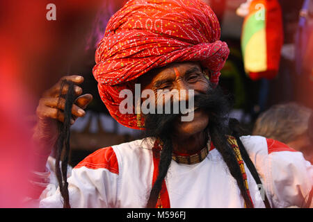 Moustache, homme juste Puhskar, Rajasthan, Inde Banque D'Images