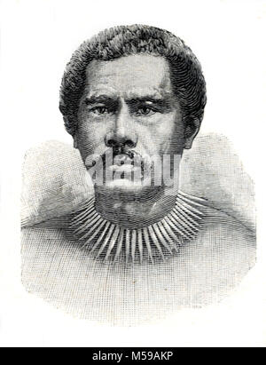 Portrait du Roi, souverain ou chef de tribu Susuga Malietoa Laupepa (b. 1841 - 1898) (1875-1887) 1889-1898 et du Samoa (gravure, 1889) Banque D'Images