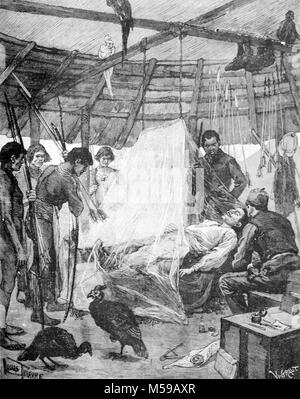 Henri Anatole Coudreau (1859-1899), géographe et explorateur français de la Guyane française et l'Amazone, souffrant du paludisme à la fin des années 1880. Il est mort du paludisme dix ans plus tard tout en explorant la rivière Trombetas en 1899 (gravure, 1889) Banque D'Images