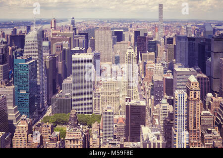 Vue aérienne du coeur de Manhattan, la couleur photo stylisée, New York, USA.