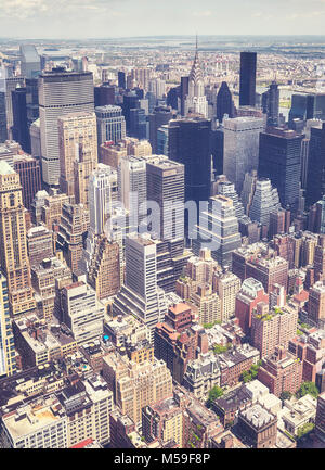 Vue aérienne du coeur de Manhattan, la couleur photo stylisée, New York, USA.