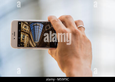 Vu d'un téléphone cellulaire Banque D'Images