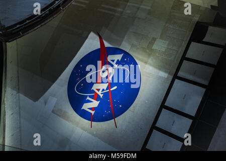 Logo de la NASA sur la navette spatiale Atlantis au Kennedy Space Center, Orlando, Floride, en Amérique du Nord Banque D'Images