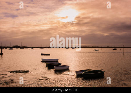 Coucher du soleil à Emsworth, Chichester Harbour, Hampshire, Royaume-Uni Banque D'Images