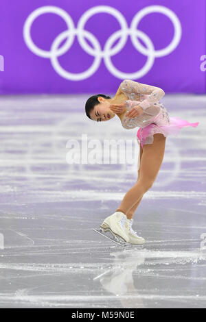 Gangneung, Corée du Sud. Feb 21, 2018. Satoko Miyahara du Japon en action au cours de la programme court féminin de l'événement 2018 Jeux Olympiques d'hiver à l'Ice Arena à Gangneung Gangneung, Corée du Sud, 21 février 2018. Crédit : Peter Kneffel/dpa/Alamy Live News Banque D'Images