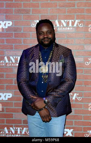 Los Angeles, CA, USA. Feb 19, 2018. Brian Tyree Henry aux arrivées pour ATLANTA ROBBIN' Premiere SAISON SUR FX, le théâtre à l'Ace Hotel, Los Angeles, CA, le 19 février 2018. Credit : Priscilla Grant/Everett Collection/Alamy Live News Banque D'Images