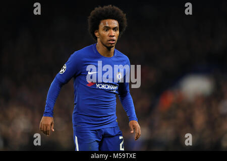 Londres, Royaume-Uni. 20 Février, 2018. Willian de Chelsea - Chelsea v Barcelone, Ligue des Champions, tour de 16, 1ère manche, Stamford Bridge, Londres - 20 février 2018. Crédit : Richard Calver/Alamy Live News Banque D'Images