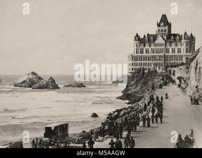 Le SEAL ROCKS ET CLIFF HOUSE - San Francisco en 1900 - photographie vintage Banque D'Images