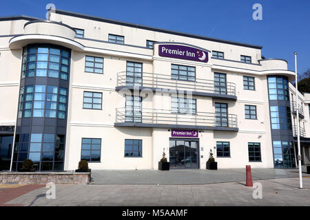 Vue générale de l'hôtel Premier Inn à Exmouth, Devon. Banque D'Images