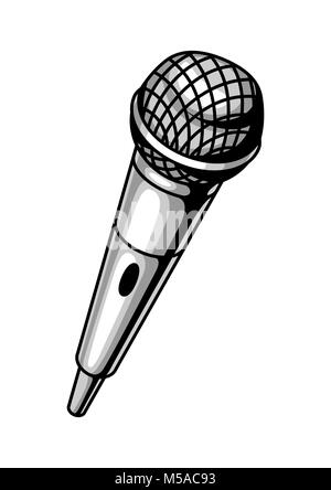 Microphone classique isolé sur fond blanc. Illustration dans le style rétro Illustration de Vecteur