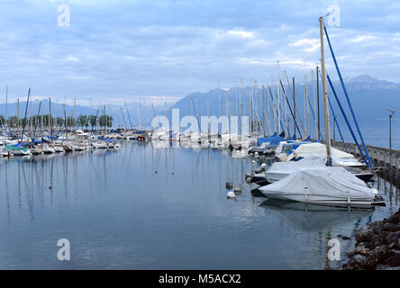 Ouchy port sur le lac de Genève à Lausanne, Suisse Banque D'Images