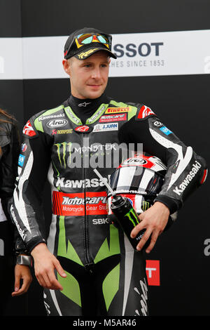 Jonathan Rea (GBR) de Kawasaki Racing Team durant 2017 MOTUL FIM Superbike World Championship, Prosecco DOC ronde allemande, à l'EuroSpeedway Lausitzring Banque D'Images