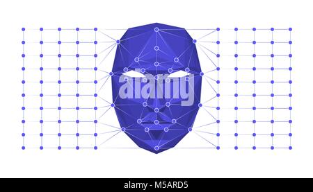 L'identification biométrique de reconnaissance faciale ou concept. Vector illustration. Illustration de Vecteur