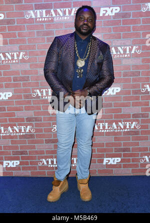 Los Angeles, CA, USA. Feb 19, 2018. 19 février 2018 - Los Angeles, Californie - Brian Tyree Henry. FX's ''Atlanta Robbin' saison'' la premiere tenue à l'hôtel ACE. Crédit photo : Birdie Thompson/AdMedia Crédit : Birdie Thompson/AdMedia/ZUMA/Alamy Fil Live News Banque D'Images