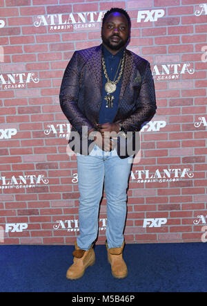 Los Angeles, CA, USA. Feb 19, 2018. 19 février 2018 - Los Angeles, Californie - Brian Tyree Henry. FX's ''Atlanta Robbin' saison'' la premiere tenue à l'hôtel ACE. Crédit photo : Birdie Thompson/AdMedia Crédit : Birdie Thompson/AdMedia/ZUMA/Alamy Fil Live News Banque D'Images