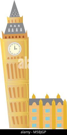 Un dessin animé Big Ben clock tower à Londres Illustration de Vecteur