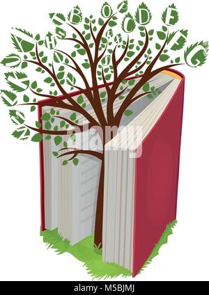 Arbre de connaissance avec des lettres de livre ouvert Illustration de Vecteur