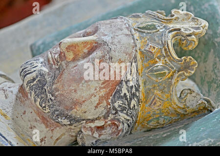 Détail de la tombe de Richard Coeur de lion, roi d'Angleterre à l'abbaye de Fontevraud Banque D'Images