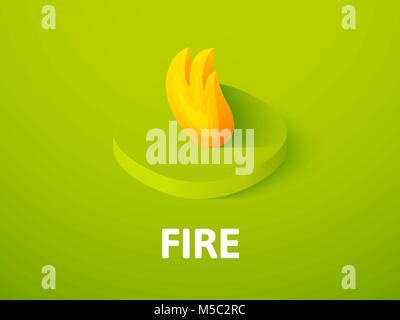 Le feu, l'icône isométrique isolé sur fond couleur Illustration de Vecteur