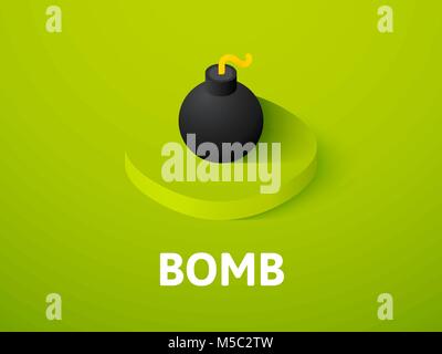 Icône isométrique bombe, isolée sur un fond de couleur Illustration de Vecteur