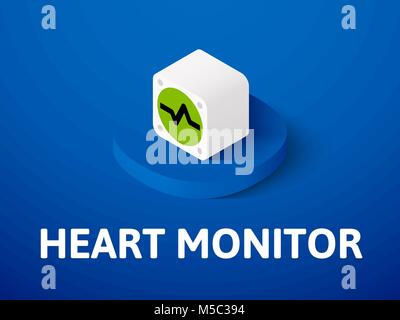 Moniteur cardiaque icône isométrique, isolée sur un fond de couleur Illustration de Vecteur