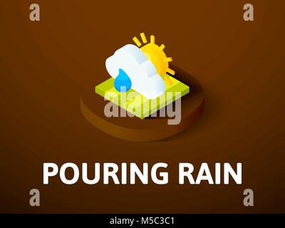 Pluie battante, icône isométrique isolé sur fond couleur Illustration de Vecteur