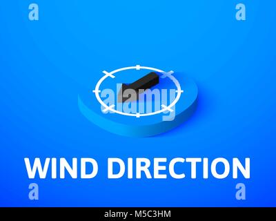 La direction du vent, l'icône isométrique isolé sur fond couleur Illustration de Vecteur