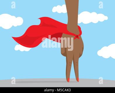 Cartoon illustration of african american woman super hero avec le cap Illustration de Vecteur