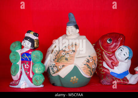 Les Poupées Hina sur l'affichage à l'Minzoka Hida Mura (Hida no Sato), nearTakayama, au Japon. Banque D'Images