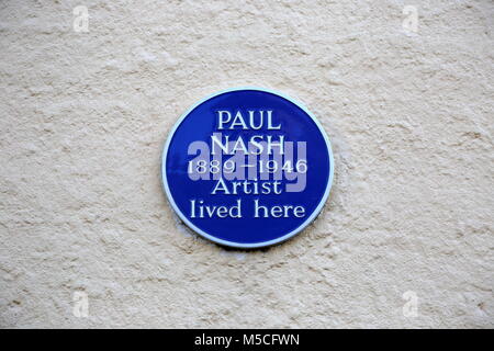 Blue Plaque sur l'ancienne maison de Paul Nash (artiste de guerre LA PREMIÈRE GUERRE MONDIALE), East Street, Rye, East Sussex, Angleterre, Grande-Bretagne, Royaume-Uni, UK, Europe Banque D'Images