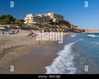 Plage des Glea à Dehesa de Campoamor, Orihuela Costa, Province d'Alicante, Espagne. Banque D'Images