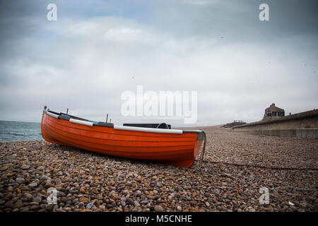 WEYMOUTH, DORSET, UK - 26 décembre. 2017. Ciels sombres plus célèbre pour ses Chesil plage de galets de Weymouth, une ville côtière dans le comté de Dorset, Angleterre Banque D'Images