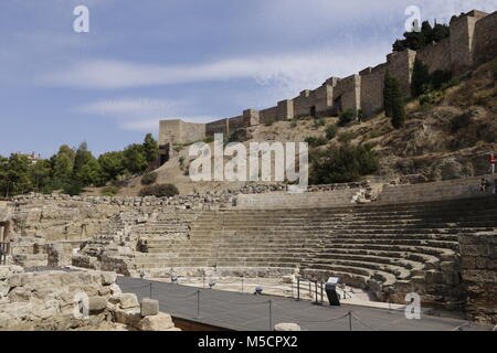 Teatro Romano dans le vieux centre-ville de Malaga Espagne Banque D'Images