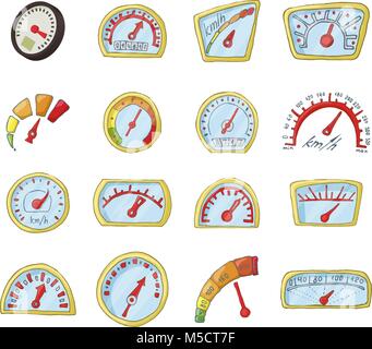 Le tableau de bord style cartoon, Icon Set Illustration de Vecteur