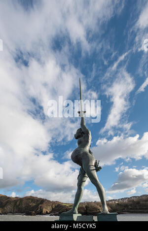 La statue de Damien Hirst à Verity Ilfracombe Harbour Banque D'Images