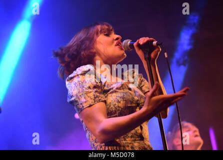 Skinny Lister divertir leurs fans, un lieu d'exposition à Bristol, Angleterre, décembre 2017. Banque D'Images