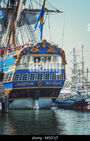 Amsterdam, Pays-Bas - 20 août : Sail Amsterdam 2015 est une immense flotte de grands voiliers, patrimoine maritime, les navires et les répliques impressionnant. Banque D'Images