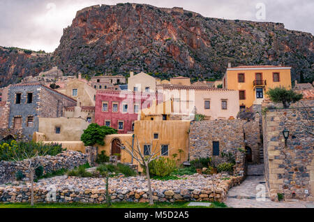 Vue sur le château médiéval de Monemvasia Banque D'Images