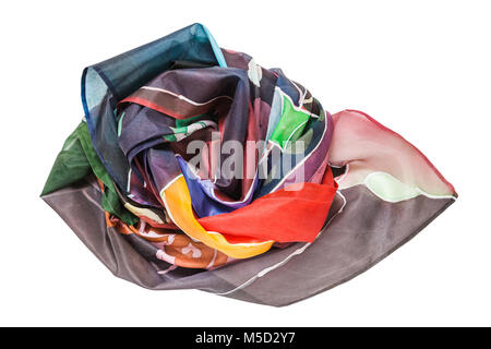 Peint à la main en soie froissé batik foulard avec motif floral abstrait isolé sur fond blanc Banque D'Images