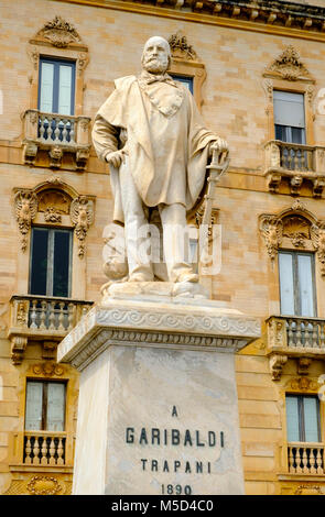 Monument à Giuseppe Garibaldi, Trapani, Sicile, Italie Banque D'Images