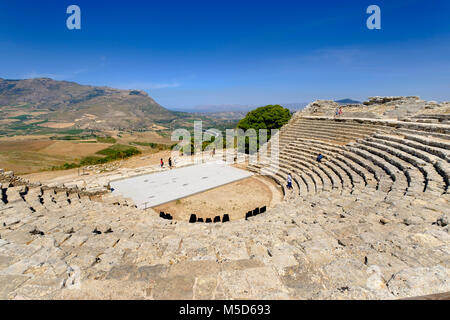 Théâtre de Ségeste, temple grec de Ségeste complexes, province de Trapani, Sicile, Italie Banque D'Images