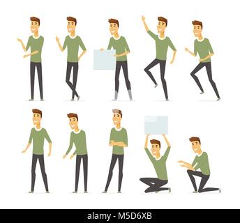 Jeune homme séduisant - vector cartoon character set personnes Illustration de Vecteur