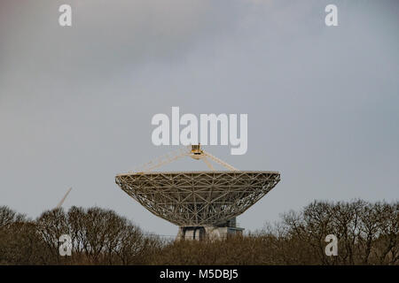 Près de Goonhilly Downs, Helston, Cornwall, UK. 22 févr. 2018. Il a été annoncé aujourd'hui qu'un investissement de 8,4 millions de livres aura lieu à l'élaboration de la Terre à Goonhilly Station pour des missions spatiales. Les médias sociaux sont déjà en utilisant le slogan 'Helston nous avons un problème'. Dans le cadre d'un nouveau projet annoncé aujourd'hui par le Cornwall & Îles Scilly Local Enterprise Partnership (LEP), seront mis à niveau à Goonhilly afin de lui permettre de fournir l'espace profond et suivi des services de communication par satellite sur une base commerciale. Crédit : Simon Maycock/Alamy Live News Banque D'Images