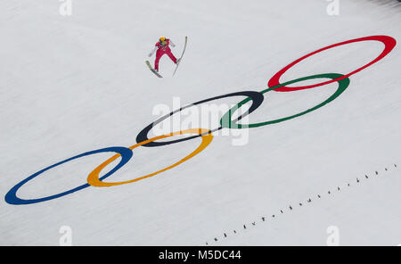 Pyeongchang, Corée du Sud. Feb 22, 2018. 22 février 2018, la Corée du Sud, Pyeongchang, Jeux Olympiques, combiné nordique, de l'équipe grande colline, Alpensia Ski Jump Centre : l'Allemagne Eric Frenzel. Crédit : Daniel Karmann/dpa/Alamy Live News Banque D'Images