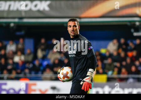 Villareal, Espagne. Feb 22, 2018. Asenjo de Villarreal au cours de l'UEFA Europa League match joué sur Ceramica Stadium entre Villarreal CF et l'Olympique Lyonnais, le 22 février 2018. Photo : Oscar J. Barroso / AFP7 Crédit : CORDON PRESS/Alamy Live News Crédit : CORDON PRESS/Alamy Live News Banque D'Images