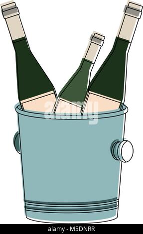 Des bouteilles de champagne on ice bucket Illustration de Vecteur