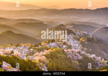 Yoshinoyama, Nara, Japon paysage dans la saison du printemps. Banque D'Images