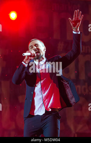 La Crimée, BALAKLAVA - 05 août : chanteur russe Dima Bilan effectuer sur la ZB-FEST concert à Zolotaya Balka le 05 août, 2017 en Crimée Banque D'Images