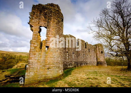 Morton Château est situé par un loch artificiel dans les collines au-dessus de Nithsdale, dans la région de Dumfries et Galloway, au sud-ouest de l'Écosse. Il se trouve à 2,5 milles au nord-ea Banque D'Images